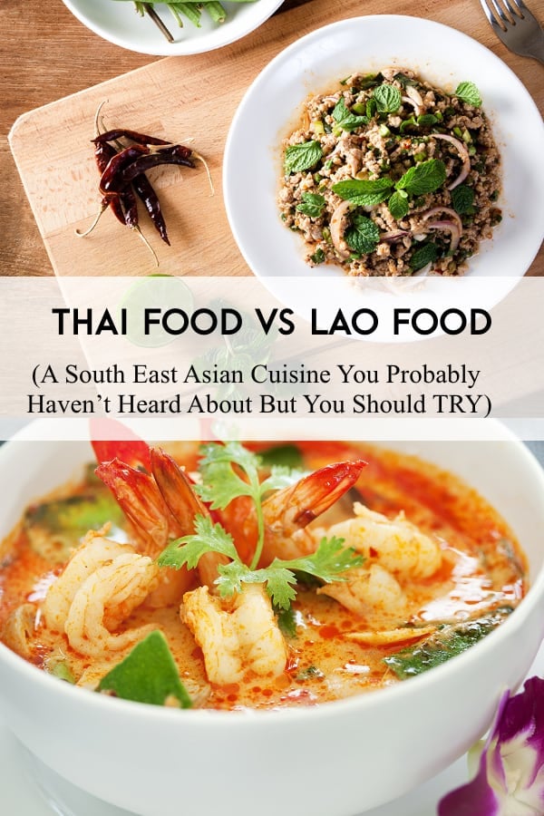 thailändisches Essen versus laotisches Essen vergleichen einander