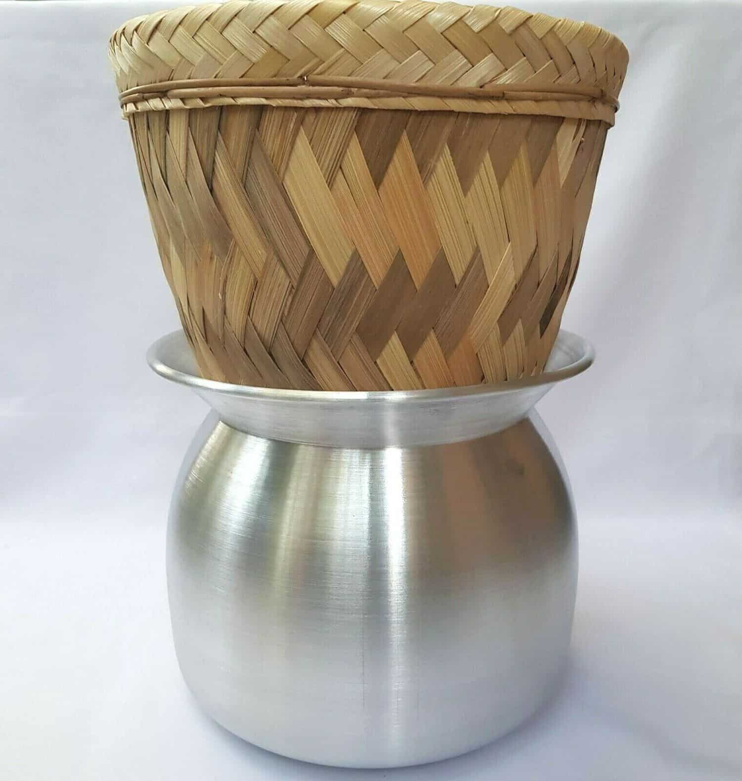 Thai Laos Sticky Rice Steamer Pot/Bamboo Basket/White Cloth – B-Best4U