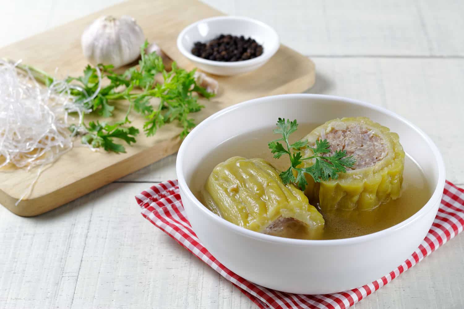 Simple Vietnamese Stuffed Bitter Melon Soup - Canh Kho Qua