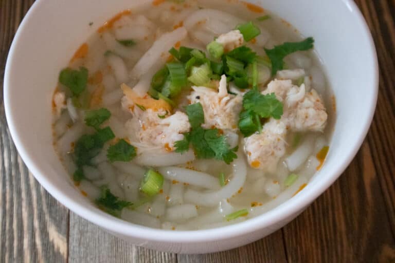Vietnamese Banh Canh Tom Cua Thick Noodle Soup with Crab and Shrimp